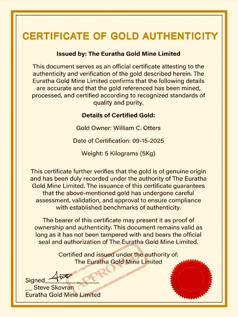 Gold Purity Certificate for Grillz