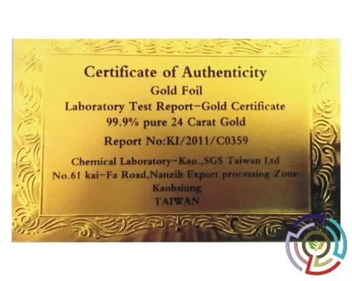 Gold Purity Certificate for Grillz